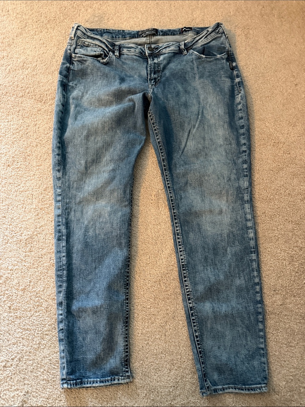 Silver Jeans Blue Distressed Super Stretch Boyfriend Jeans Size 20/29